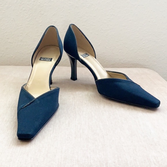 Stuart Weitzman Blue Pointed Slip On Heels sz 5 - Picture 1 of 9